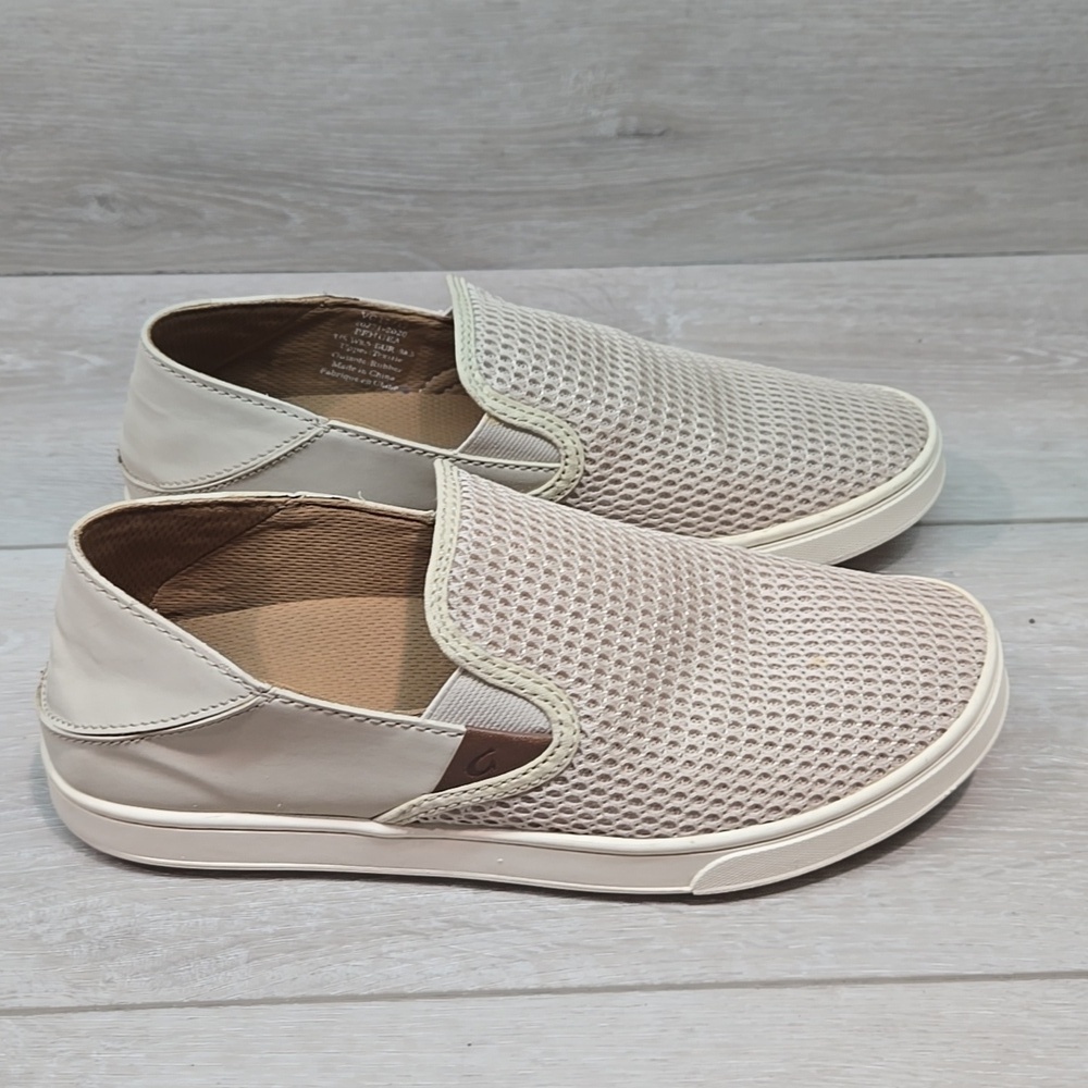 Olukai Women Pehuea Comfort Slip-On Sneakers in Light Beige Shoes Sz 8.5 - Picture 2 of 11
